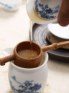 手工竹根打孔滤网功夫零配茶漏