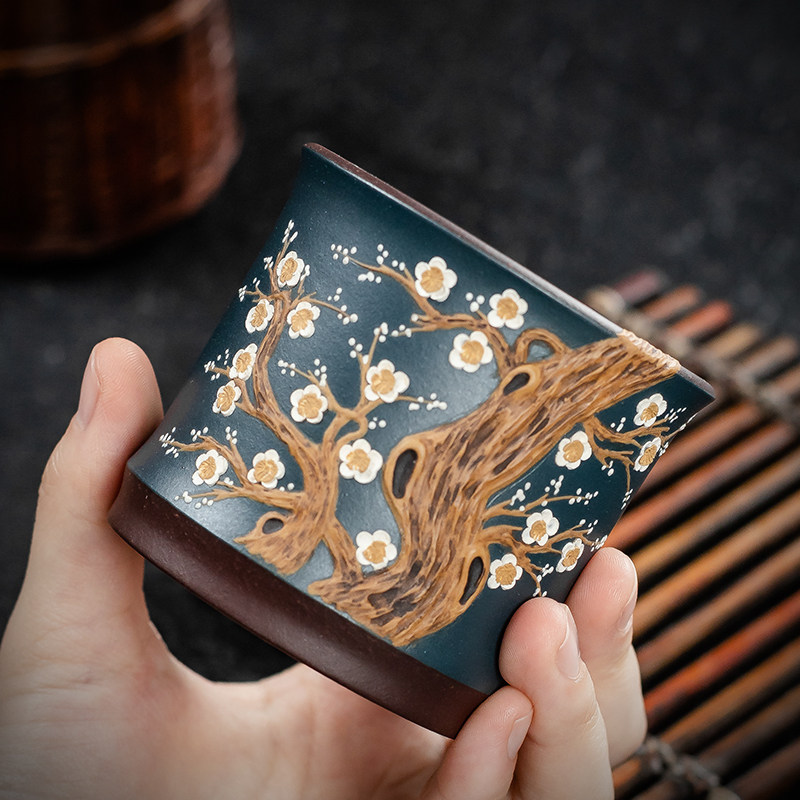 宜兴紫砂品茗杯茶杯口杯手工主人杯个人杯功夫茶杯单杯孙亚军礼盒