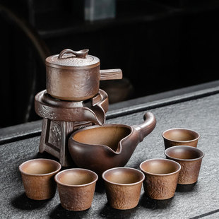 陶瓷紫砂茶杯中式 简约半全自动懒人家用功夫茶具套装 创意石磨礼品