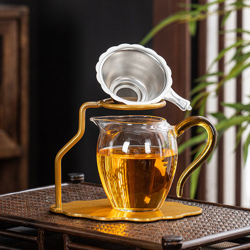 高档陶瓷玻璃一体公道杯茶滤