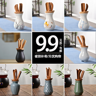 日式 茶道六君子套装 茶具功夫茶具配件泡茶艺用具组合摆件实木茶夹