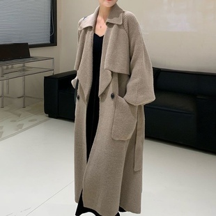 慵懒风毛衣外套女开衫 针织衫 保暖宽松大版 女2022新款 秋冬加厚长款