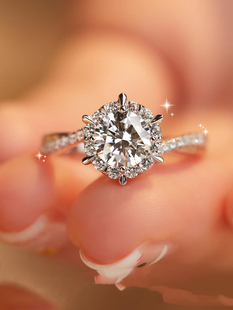 50分-1克拉【星织】S925银镀白金莫桑石女戒指扭臂奢华个性款