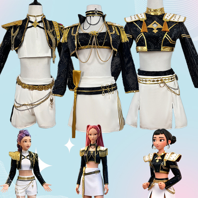 Kpop猎魔女团cos服黑金打歌套装