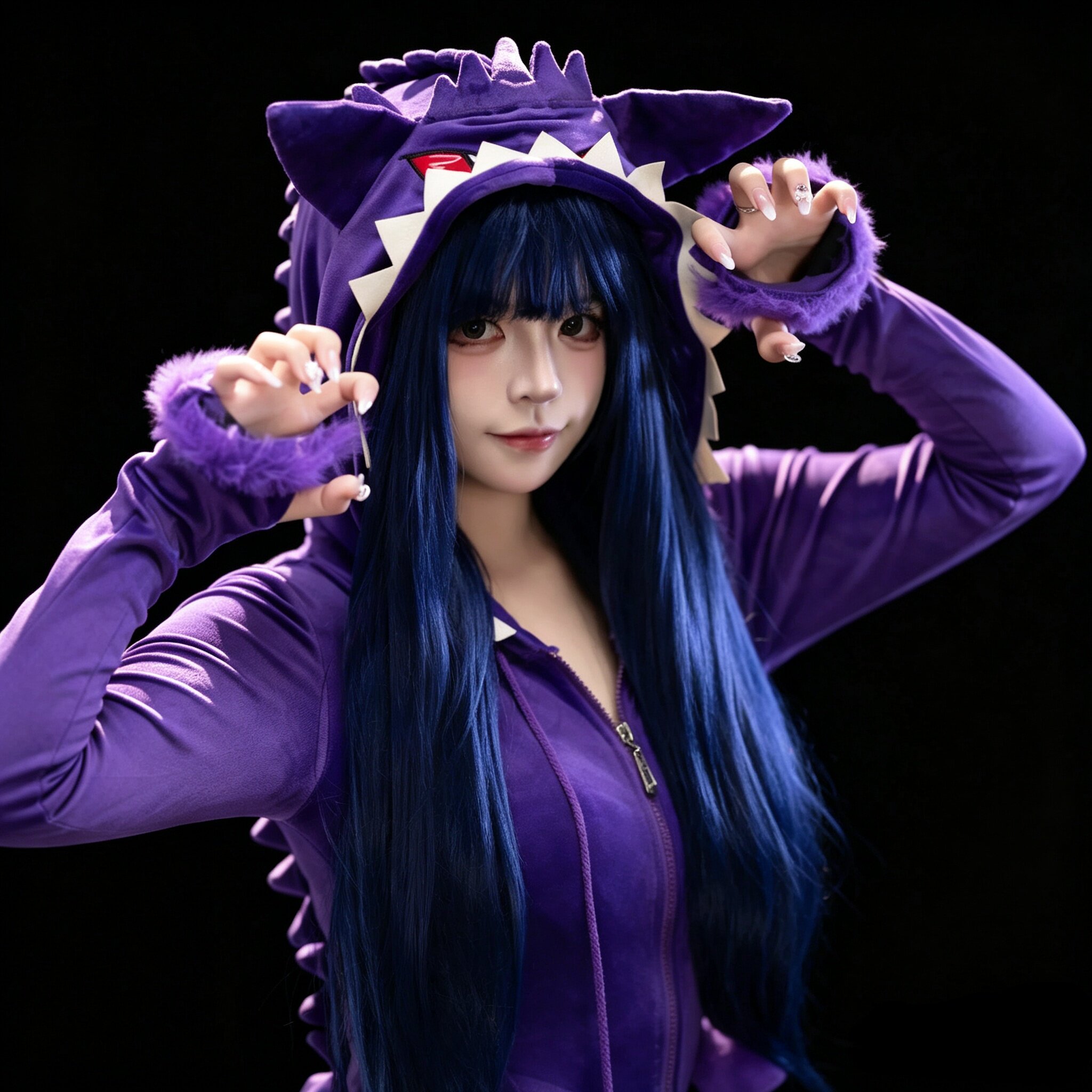 宝坷梦-耿鬼拟人cos服紫色连体衣女cosplay服装万圣节女装表演服