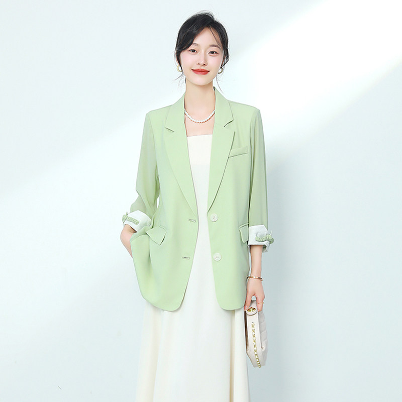 声雨竹薄款西装外套女短款2026夏季新款韩版宽松休闲显瘦小西服防