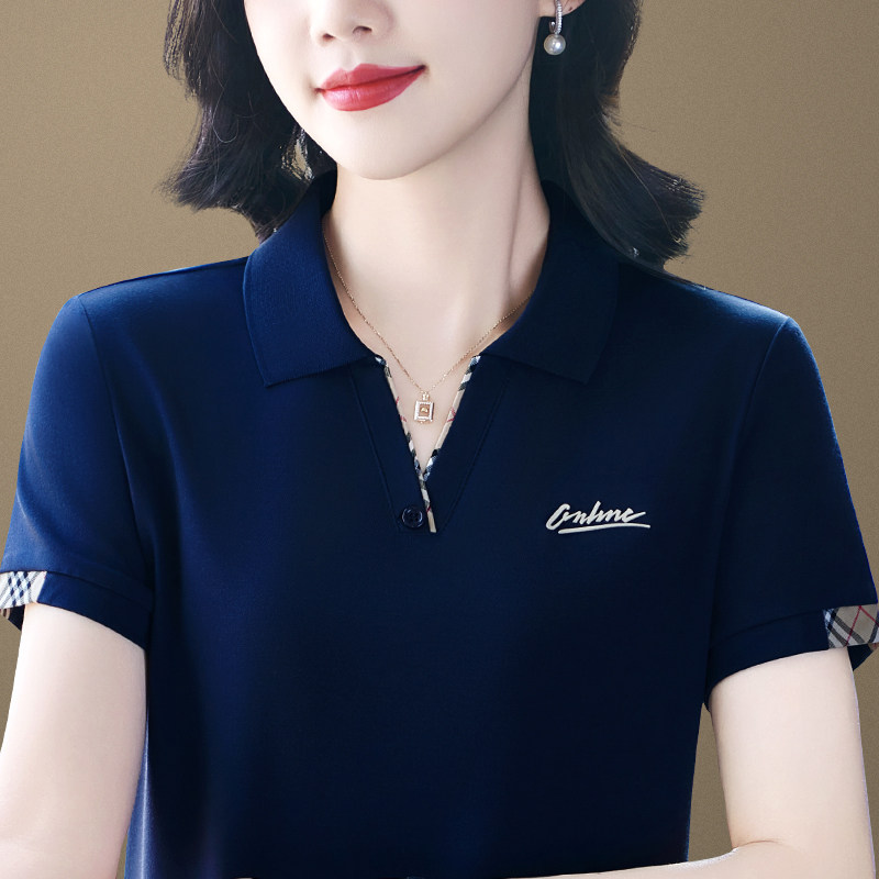 声雨竹短袖t恤女2026新款爆款夏季纯棉时尚洋气宽松冰丝妈妈polo