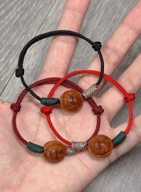 精工雕刻龙纹桃核富甲天下 龟甲手绳本命年开运手绳可调节
