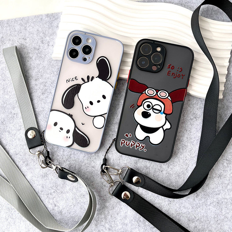 卡通帕恰狗带挂绳苹果15手机壳肤感可挂脖iPhone14promax全包防摔13mini保护套软12可爱适用xs男女78plus新款属于什么档次？