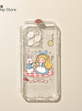 爱丽丝兔子适用OPPOreno8/7/6/5/4手机壳女生a72新款苹果13/14华为nova9可爱p30小米12红米k40vivoy52s/s10套