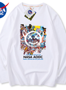NASADIEU重磅长袖t恤 男纯棉厚实宽松纯色白色春秋卫衣圆领打底衫
