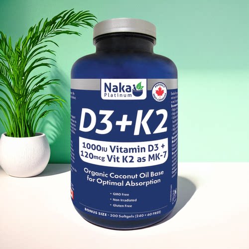 加拿大 Naka platinum 维生素D3+K2 高效钙吸收骨骼牙齿发育