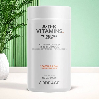 加拿大Codeage ADK维生素补充剂 维生素 A+D3+K1+K2 整体健康支持