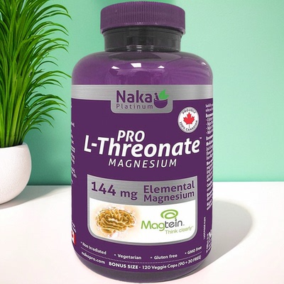 加拿大 Naka Platinum 苏糖酸镁 大脑支持缓解压力 安心睡眠