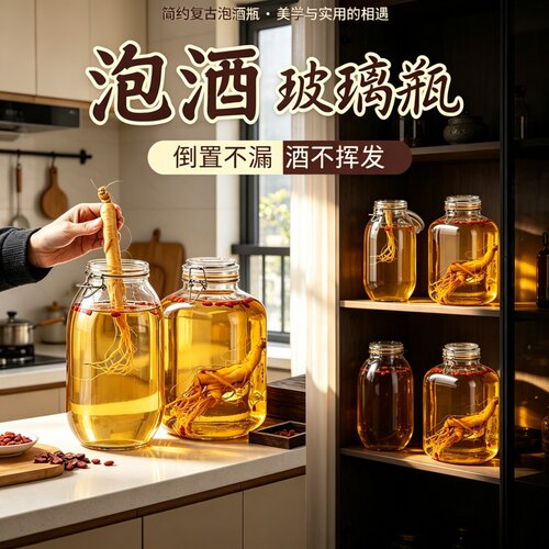 泡酒玻璃瓶加厚密封坛泡药酒容器