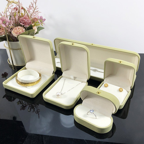 时尚植绒金扣首饰盒简约全套戒指耳钉项链手链饰品包装收纳盒礼盒