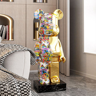 饰品玻璃钢公仔 暴力熊摆件客厅电视柜大型落地现代轻奢简约新居装