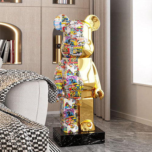 暴力熊摆件客厅电视柜大型落地现代轻奢简约新居装饰品玻璃钢公仔