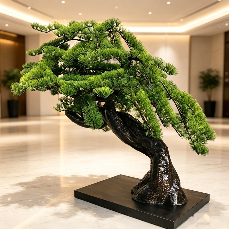 大型仿真迎客松雕塑 户外庭院造景艺术装置 不锈钢树木景观小品厂