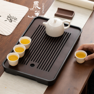 茶盘轻奢家用茶具茶台小型长方形带储排沥水盘干泡台托盘茶海 新款