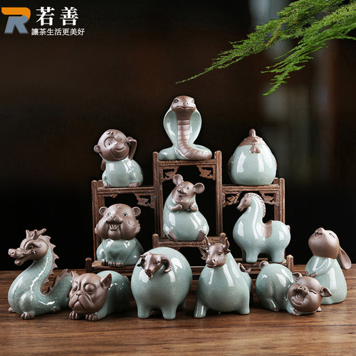 陶瓷茶宠摆件精品可养十二生肖