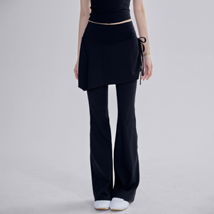 假两件微喇瑜伽裤女2026新款遮臀训练健身长裤高腰显瘦跑步运动裤