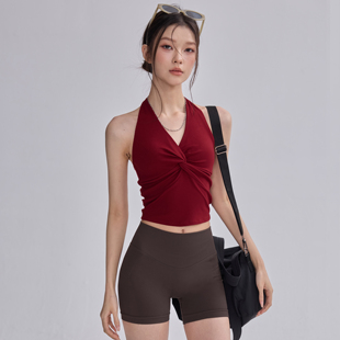 运动内衣女带胸垫防震外穿红色背心本命年普拉提训练瑜伽美背吊带