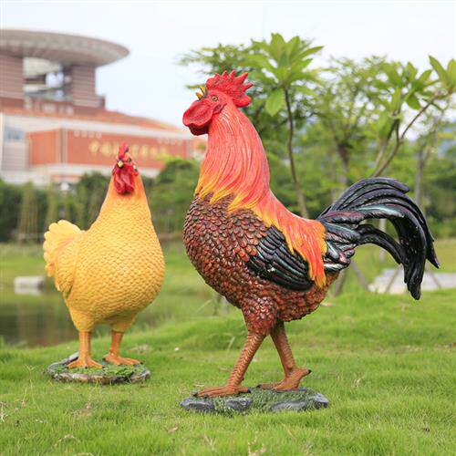 仿真公鸡雕塑庭院农场动物幼儿园别墅装饰工艺品户外母鸡摆件模型