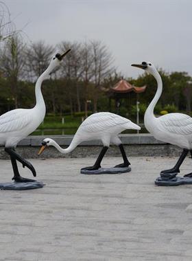 户外仿真天鹅雕塑玻璃钢园林景观庭院池塘草坪动物美陈装饰品摆件