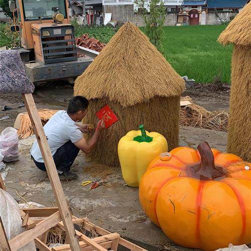 定制户外乡村振兴不锈钢雕塑新农村标识牌园林景观乡村玻璃钢摆件