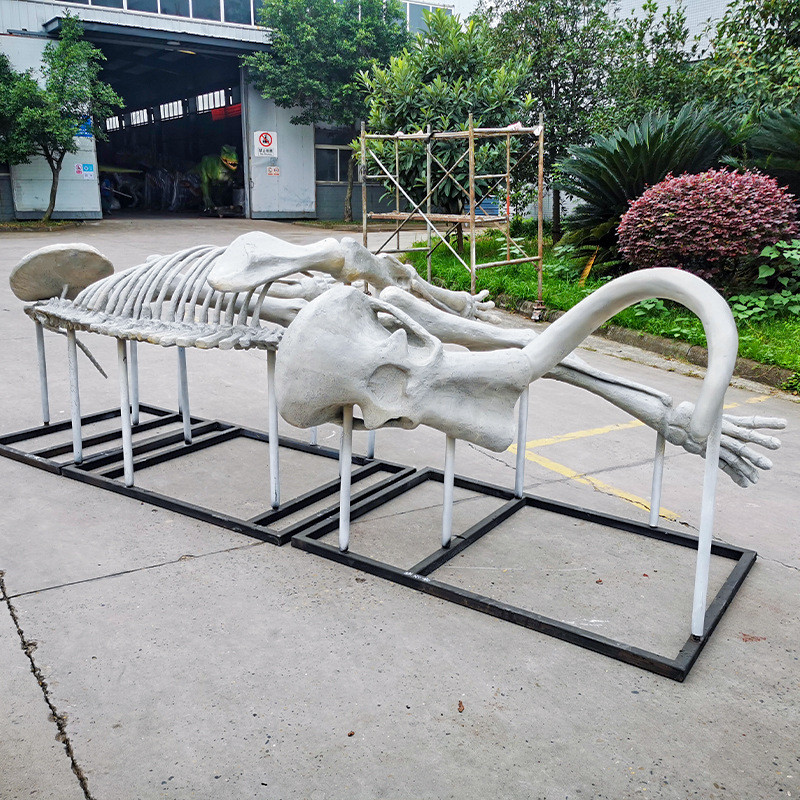 大型仿真猛犸象化石模型摆件科普玻璃钢动物化石骨架模型电影道具
