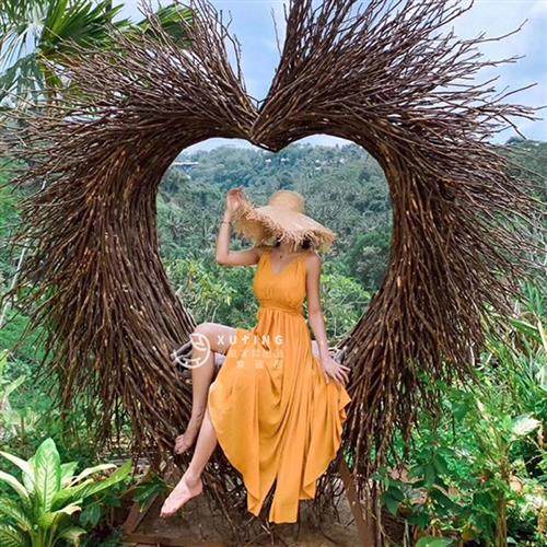 网红巴厘岛鸟巢景区婚纱拍照创意秋千两用鸟巢吊椅民宿藤编织吊篮