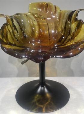 酒店前台透明树脂休闲吧台椅子摆件创意水晶玻璃艺术品凳子雕塑