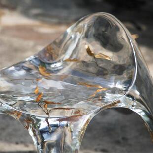现代轻奢环氧树脂椅子透明铂晶凳子网红家具设计师水晶高脚椅