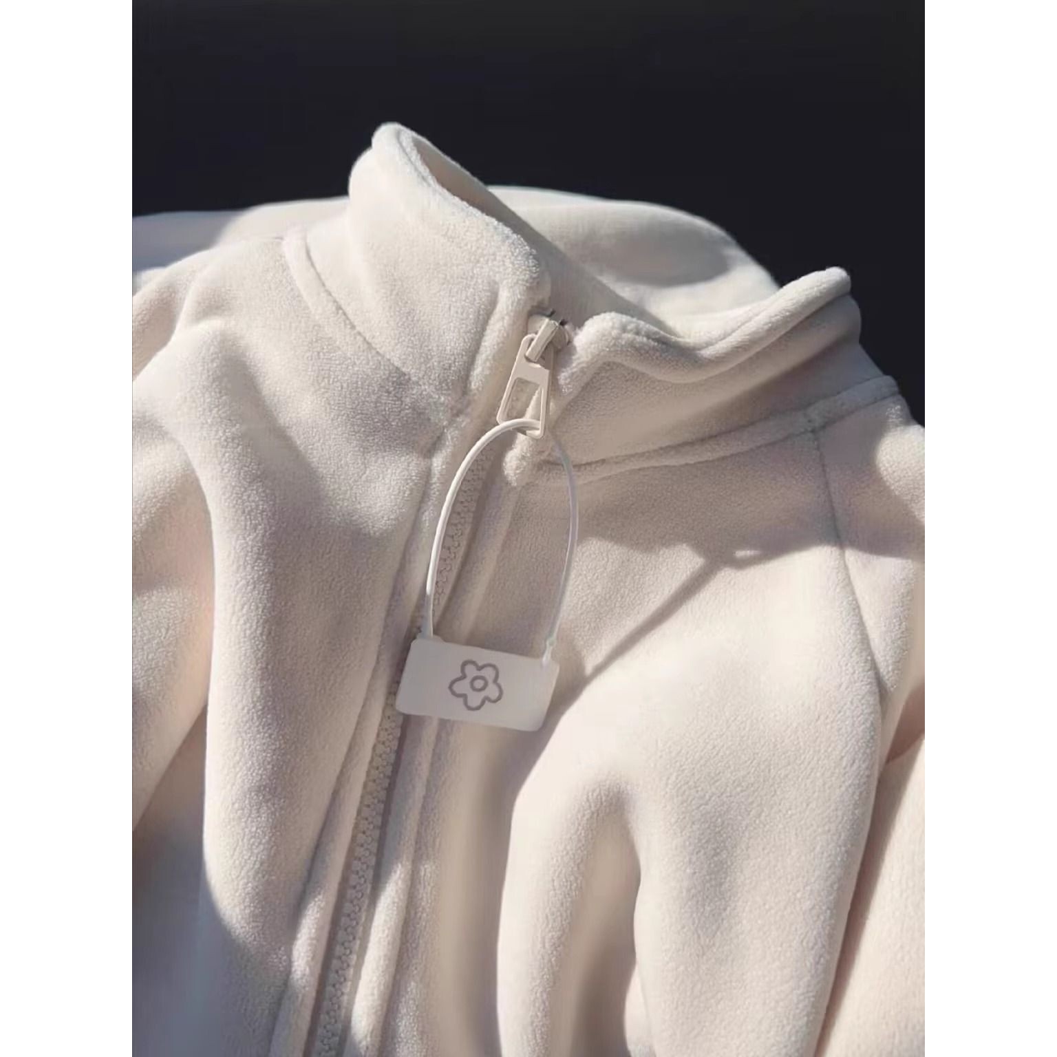 奶fufu加绒加厚保暖立领开衫摇粒绒外套女秋冬宽松慵懒风长袖卫衣