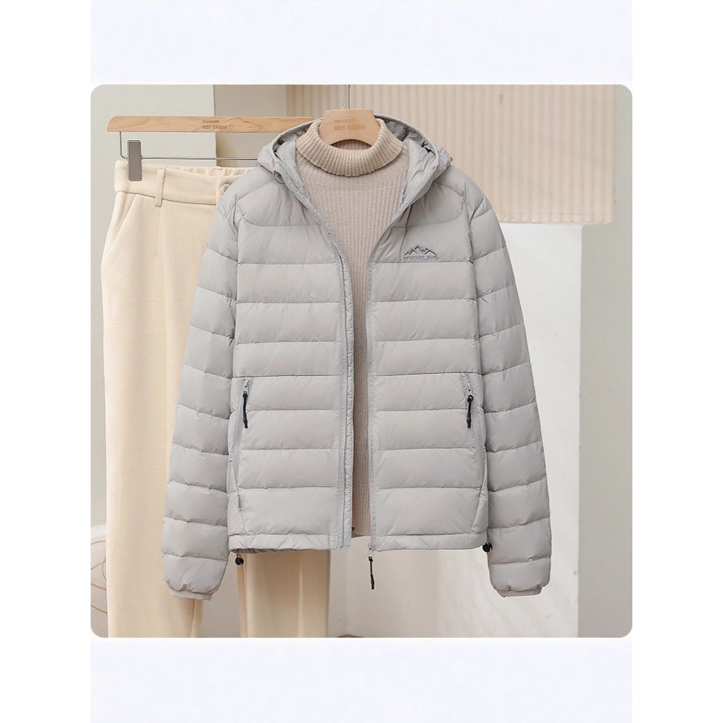 2025秋冬款轻薄羽绒服女白鸭绒短款宽松排骨连帽时尚潮流外套女