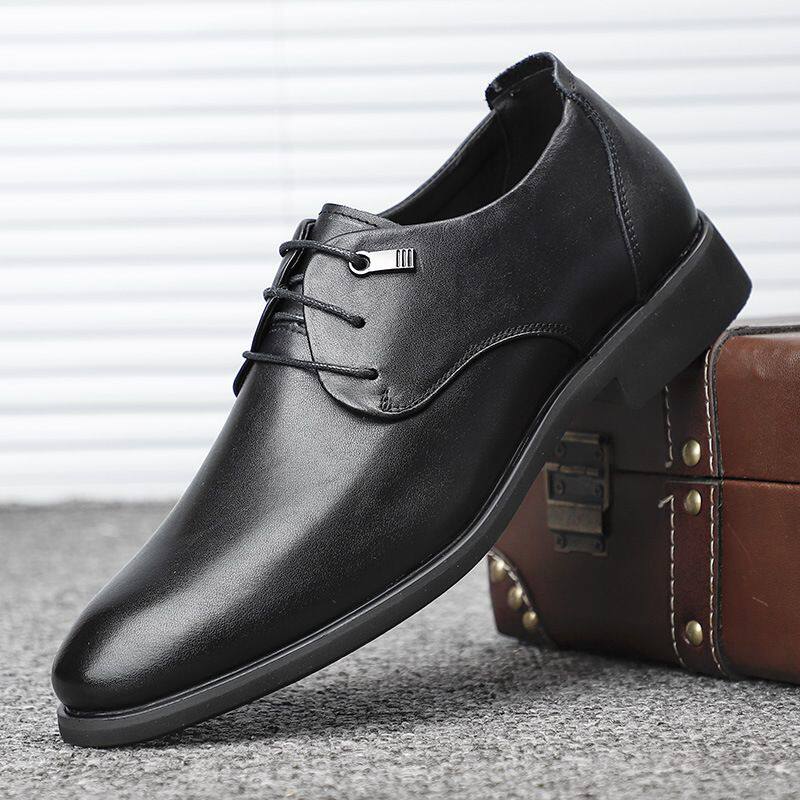 春秋男鞋商务正装皮鞋男酒店系带简约英伦风头层牛皮婚鞋工作单鞋