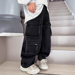 童装男童裤子冬季儿童加绒牛仔裤2025秋冬新款大童冬装工装长裤潮