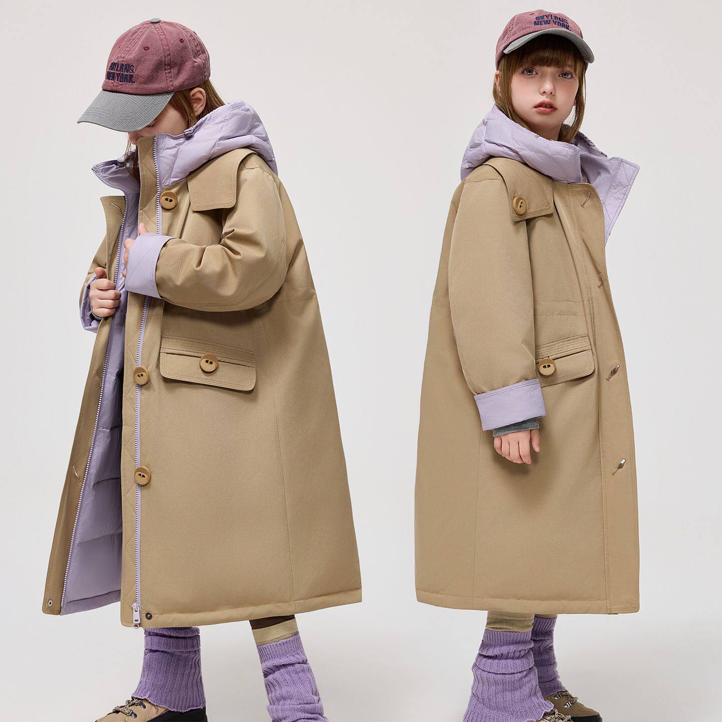 2025冬季新款羽绒服儿童长款中大童保暖男女孩加厚两面穿洋气外套