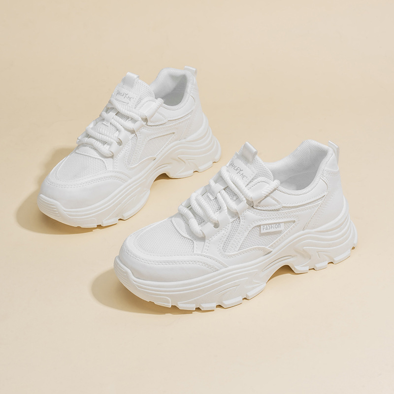 2025春季女鞋新款透气网面鞋子女韩版百搭厚底运动鞋休闲老爹潮鞋