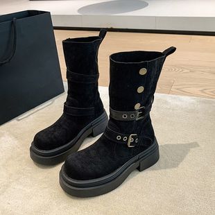 百搭舒适休闲显瘦女士马丁靴 两穿厚底中靴子女时尚 2025秋冬季 新款