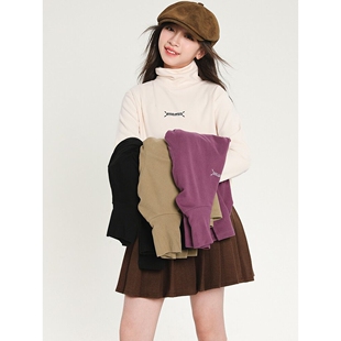 儿童德绒打底衫秋冬2025新款女童长袖T恤冬装女大童高领上衣童装