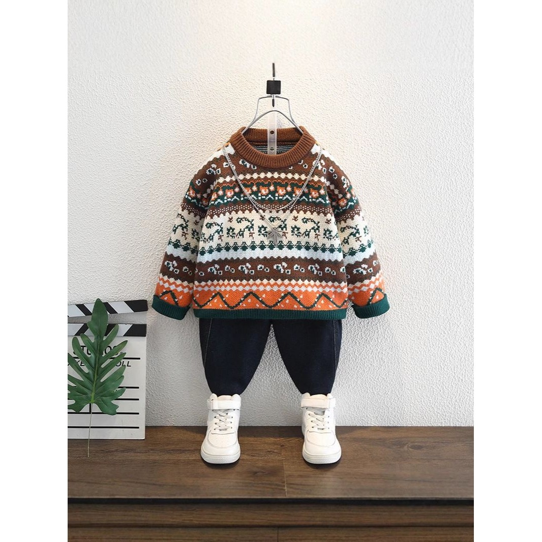 男童毛衣秋冬保暖新款洋气儿童冬季套头针织衫内搭宝宝毛线打底衫