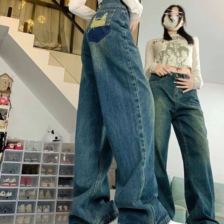 2025秋冬女装破洞直筒牛仔裤女胖mm高腰显瘦梨形身材宽松阔腿裤,女装/女士精品,大码裤装,淘宝优惠券,粉丝福利购,淘宝优惠卷