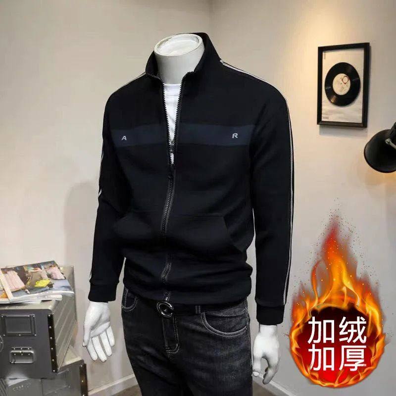 加绒立领卫衣男秋冬款开衫拉链侧边条纹刺绣运动休闲加棉保暖外套,男装,夹克,淘宝优惠券,粉丝福利购,淘宝优惠卷
