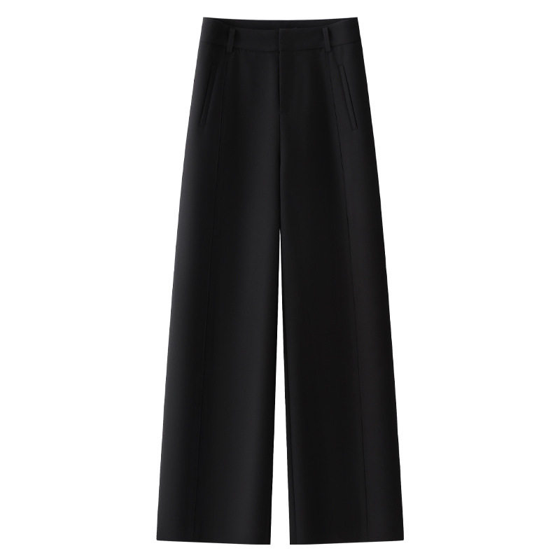 黑色西装阔腿裤女春秋款2025新款秋天宽松休闲窄版高腰直筒裤