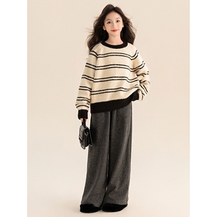 女童慵懒风毛衣套装新款针织大童秋装韩系上衣儿童春秋打底衫