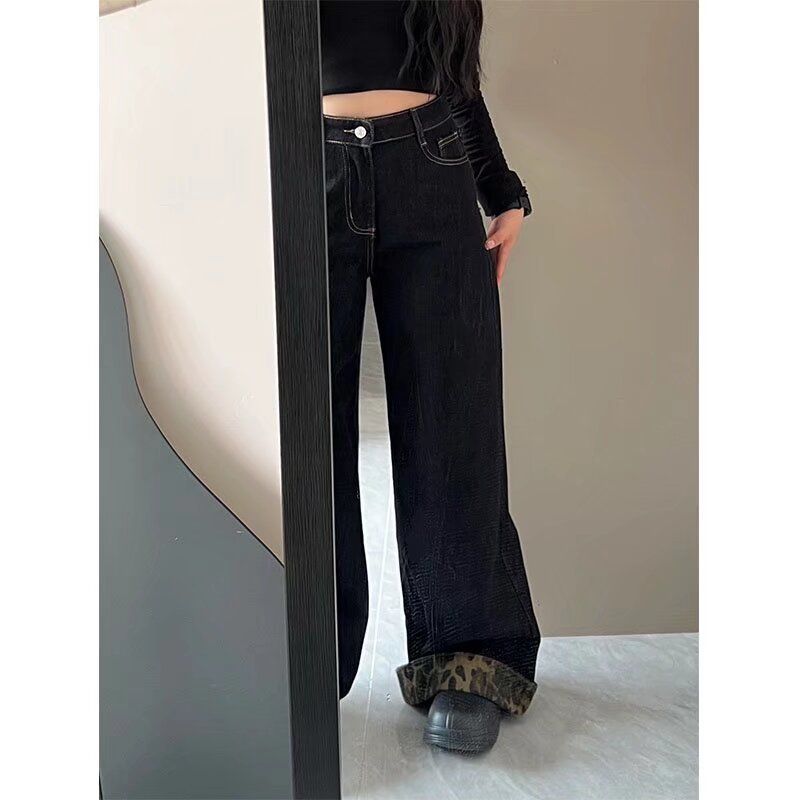 牛仔裤女直筒宽松春季秋冬2025年新款高腰显瘦小个子阔腿拖地裤子