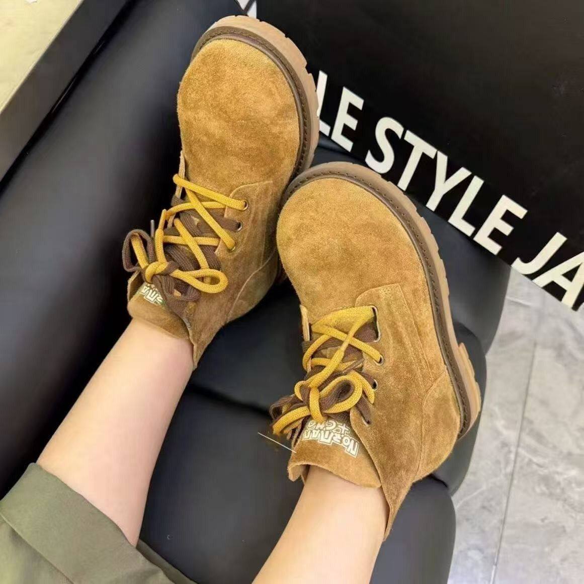 磨砂马丁靴2025秋季新款翻领机车靴两穿松糕女鞋百搭休闲瘦瘦靴女