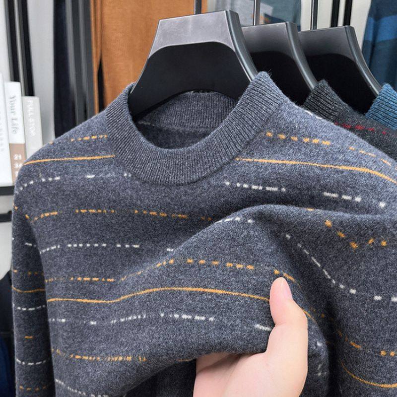 2025秋冬男士长袖羊毛衫中年爸爸装圆领提花针织衫打底衫线衣,男装,羊绒套衫,淘宝优惠券,粉丝福利购,淘宝优惠卷